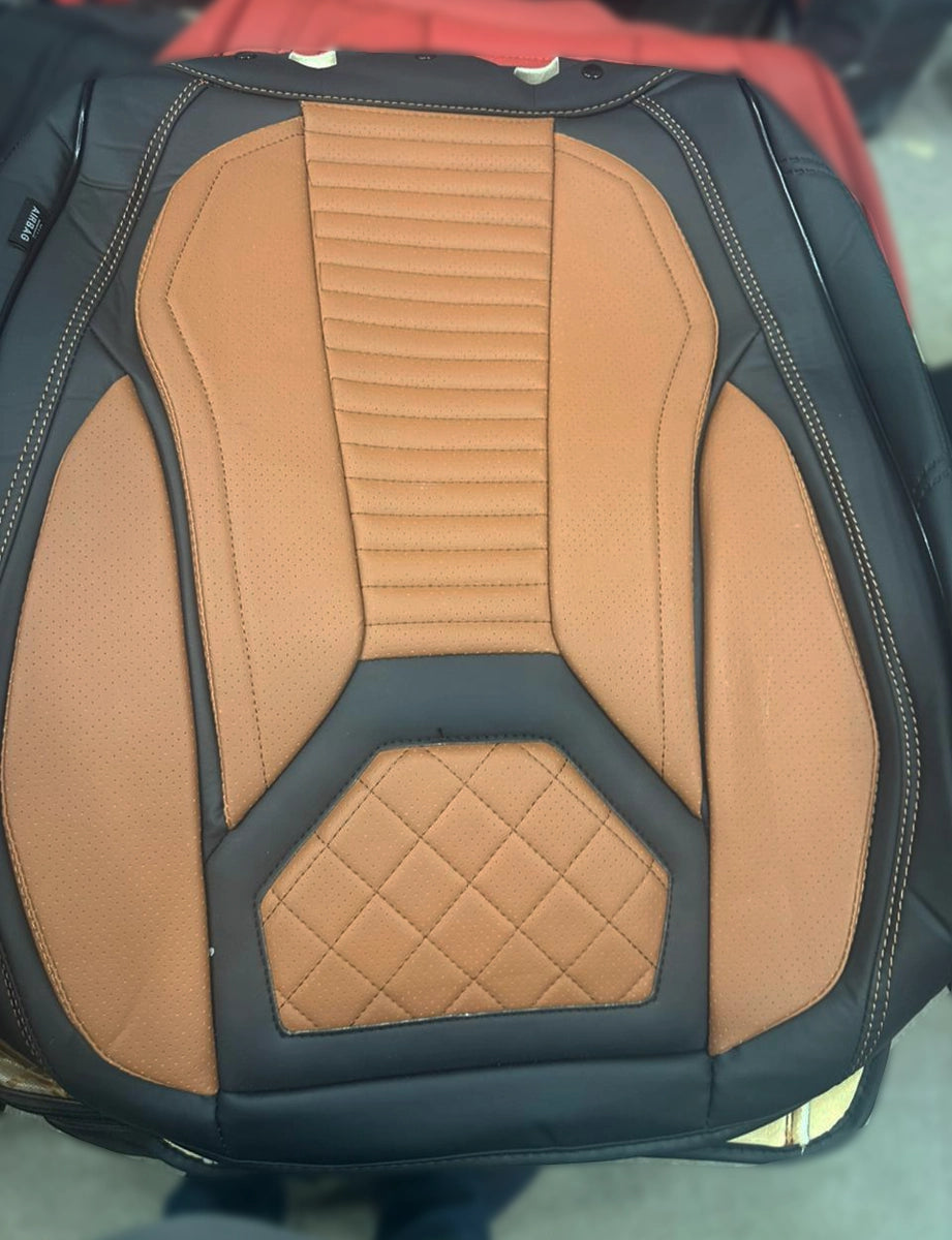 أغطية مقاعد سيارات رياضي جريء مجسم (3D) – جلد مع قماش – موديل 111