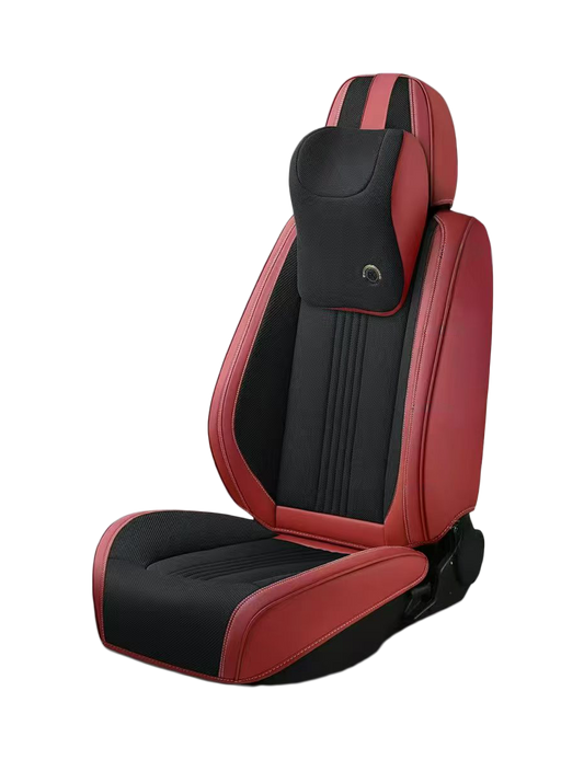 فرش سيارات 3D بخامة مزدوجة قماش مبطن وجلد – أحمر وأسود