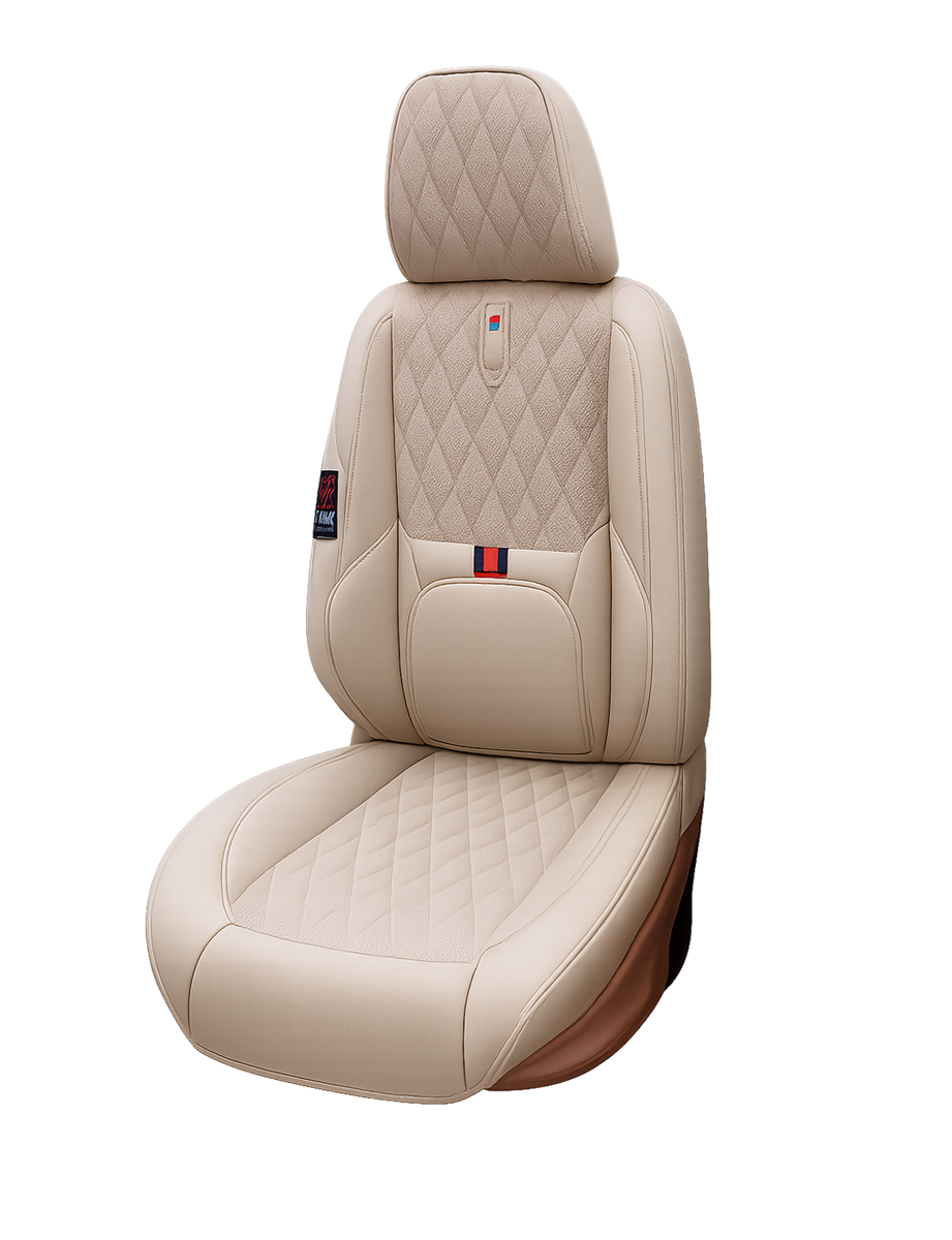Luxury 3D Diamond-Pattern Leather Car Seat Covers with Elegant Stitching – Model 222