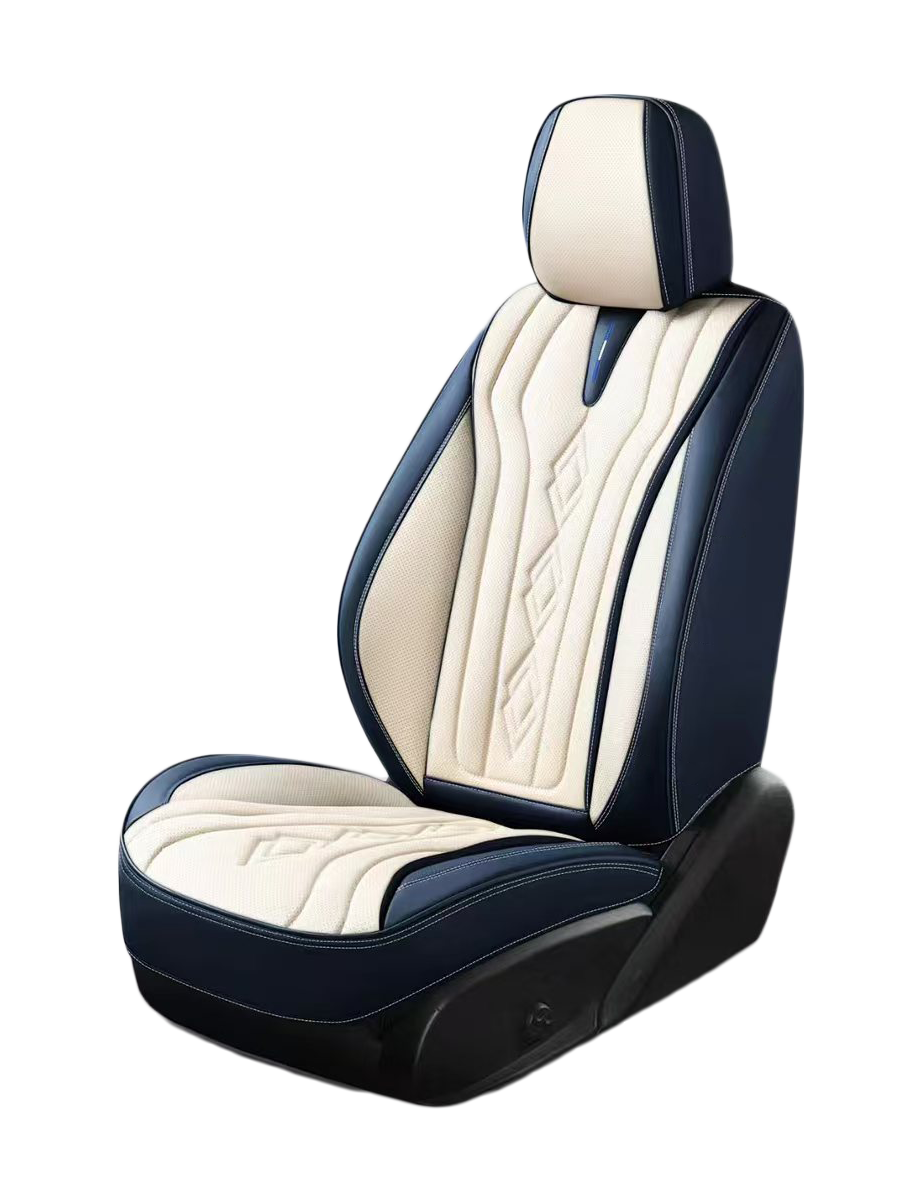 طقم فرش سيارات 9D جلد فاخر لون كحلي مع أبيض