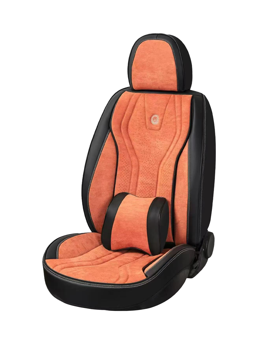 فرش سيارات 9D جلد مع قماش كنتارا – أسود بخيوط حمراء – متوافق مع الوسائد الهوائية