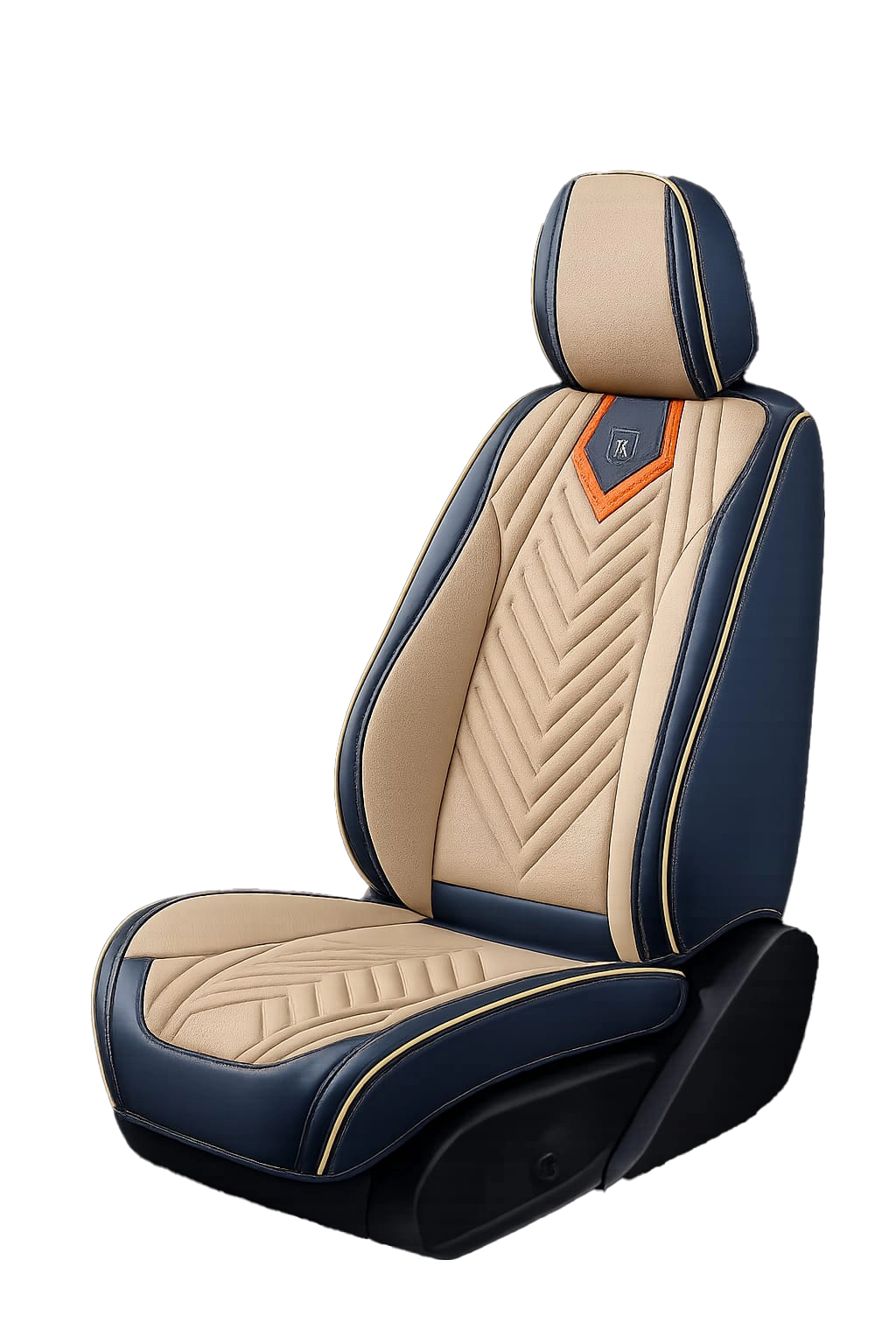 فرش سيارات جلد نابا 9D لون أسود بتصميم تطريز فاخر V-Shape - Luxury Nappa Seat Covers