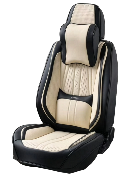 طقم فرش "السيناتور" 9D من الجلد الألماني - موديل 232 - أسود أبيض Off-White