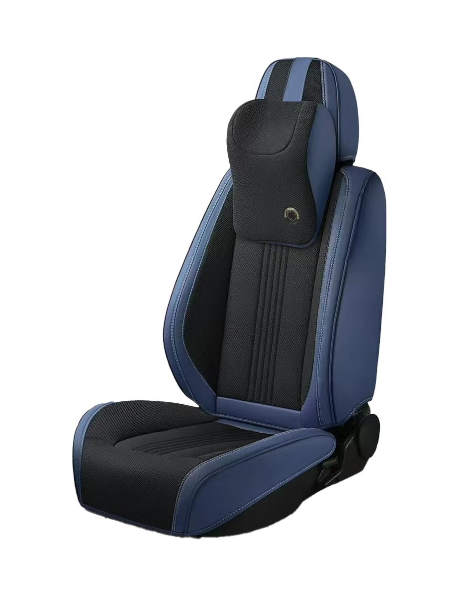 فرش سيارات 3D بخامة مزدوجة قماش مبطن وجلد – أزرق غامق وأسود