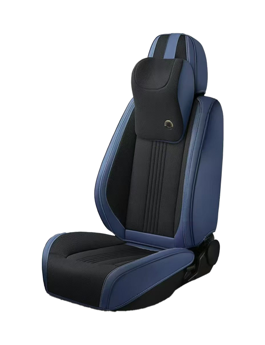 فرش سيارات 3D بخامة مزدوجة قماش مبطن وجلد – أزرق غامق وأسود