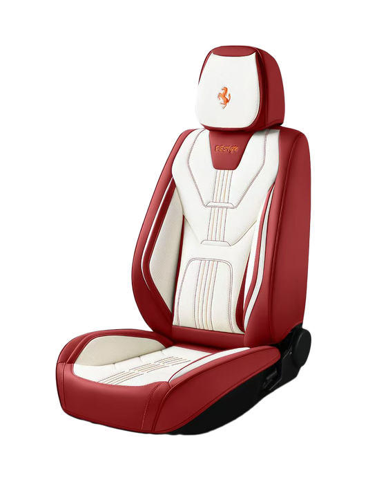 فرش سيارة 3D تصميم هجومي بروح السباق – جلد وقماش – أحمر × أبيض