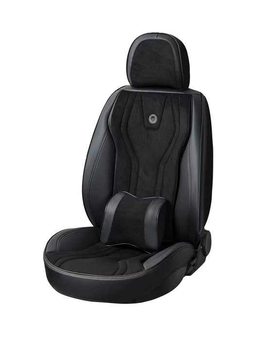 كسوة مقاعد سيارة 9D جلد فاخر مع كنتارا – أسود أنيق – آمن مع الوسائد الهوائية