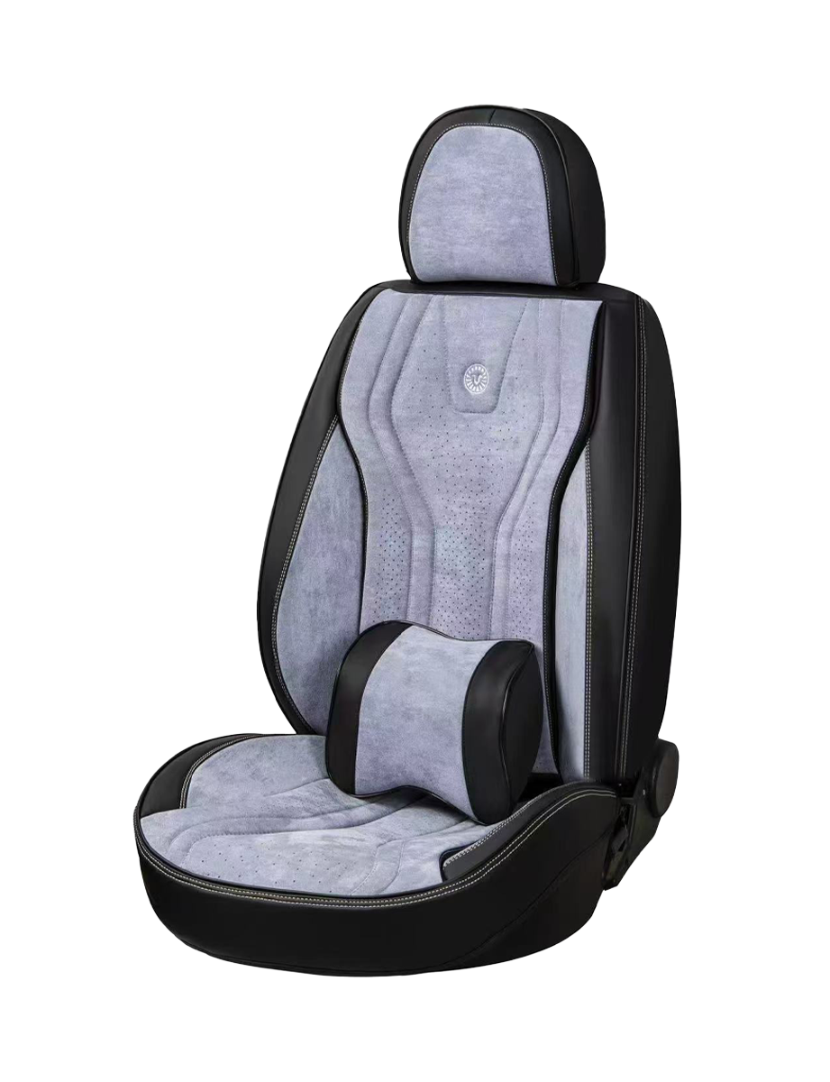 فرش مقاعد سيارات 9D من الجلد والكنتارا – لون أزرق رمادي – يدعم خاصية الوسائد الهوائية
