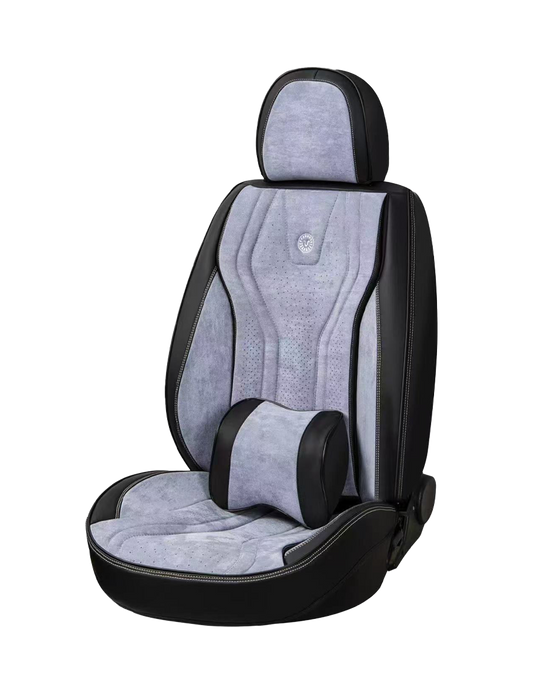 فرش مقاعد سيارات 9D من الجلد والكنتارا – لون أزرق رمادي – يدعم خاصية الوسائد الهوائية