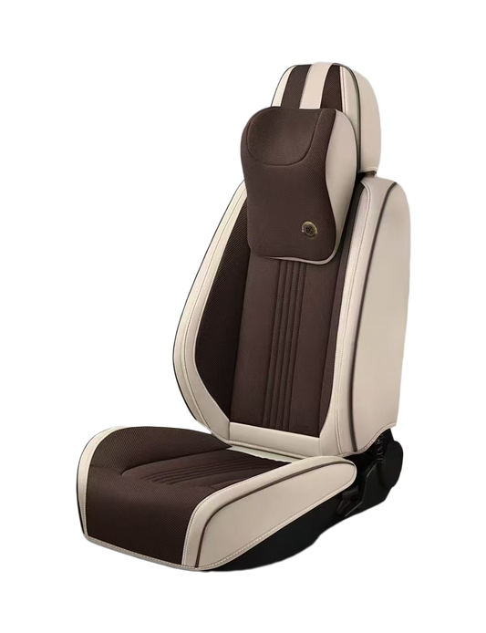 فرش سيارات 3D بخامة مزدوجة قماش مبطن وجلد – بني وبيج