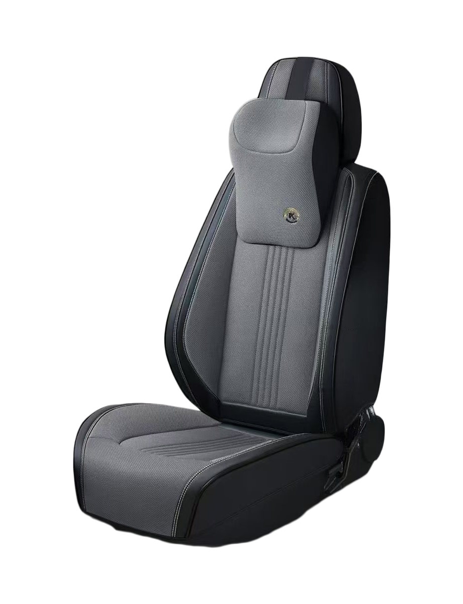 فرش سيارات 3D بخامة مزدوجة قماش مبطن وجلد – رمادي وأسود