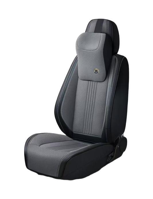 فرش سيارات 3D بخامة مزدوجة قماش مبطن وجلد – رمادي وأسود