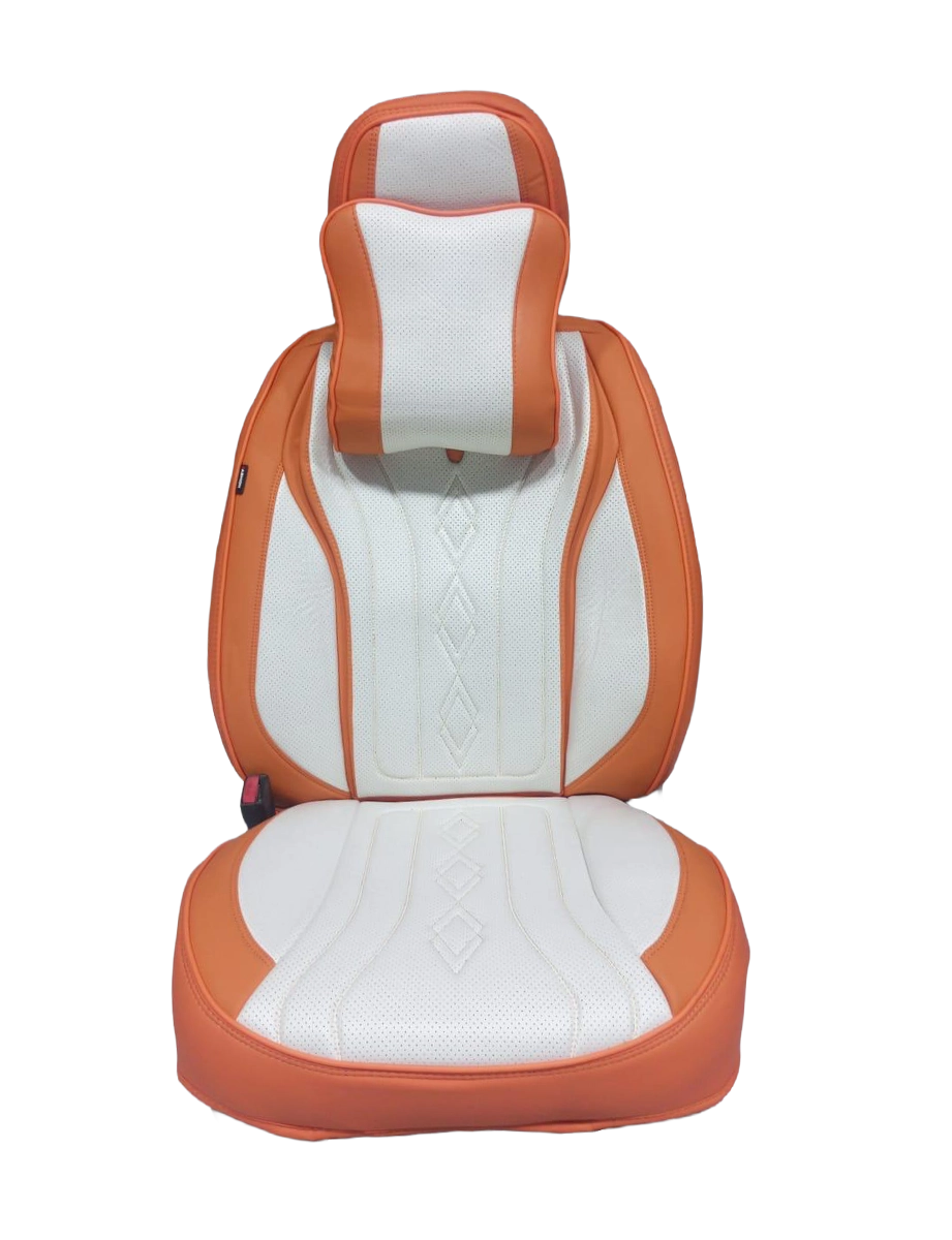 طقم فرش سيارات 9D جلد فاخر لون أورانج أوف وايت