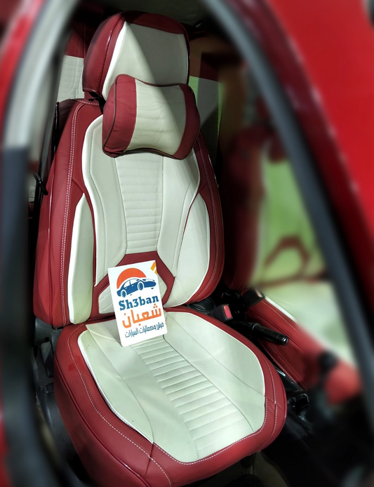 أغطية مقاعد سيارات رياضي جريء مجسم (3D) – جلد مع قماش – موديل 111
