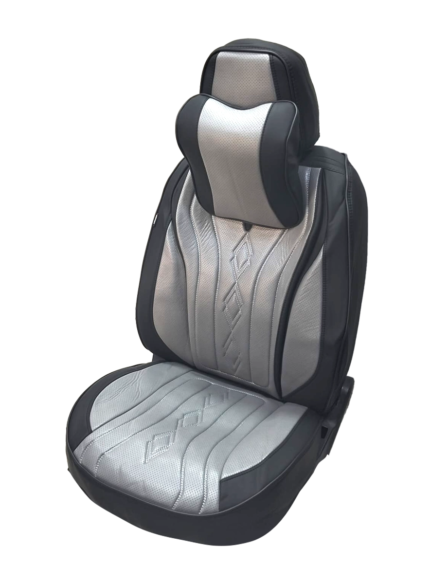 طقم فرش سيارات 9D جلد فاخر لون فضي مع أسود