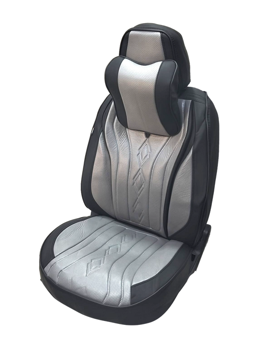 طقم فرش سيارات 9D جلد فاخر لون فضي مع أسود