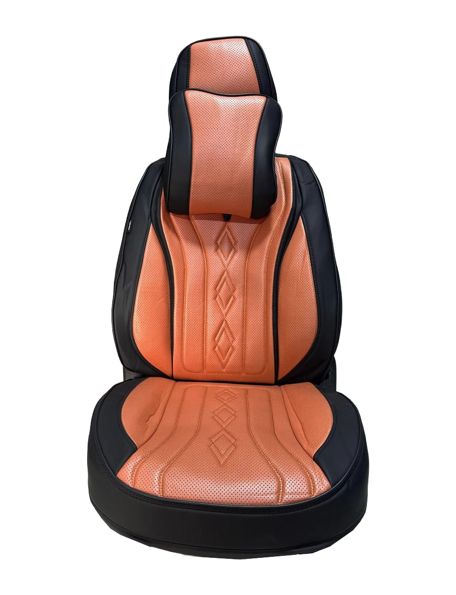 طقم فرش سيارات 9D جلد فاخر لون أورانج بلاك