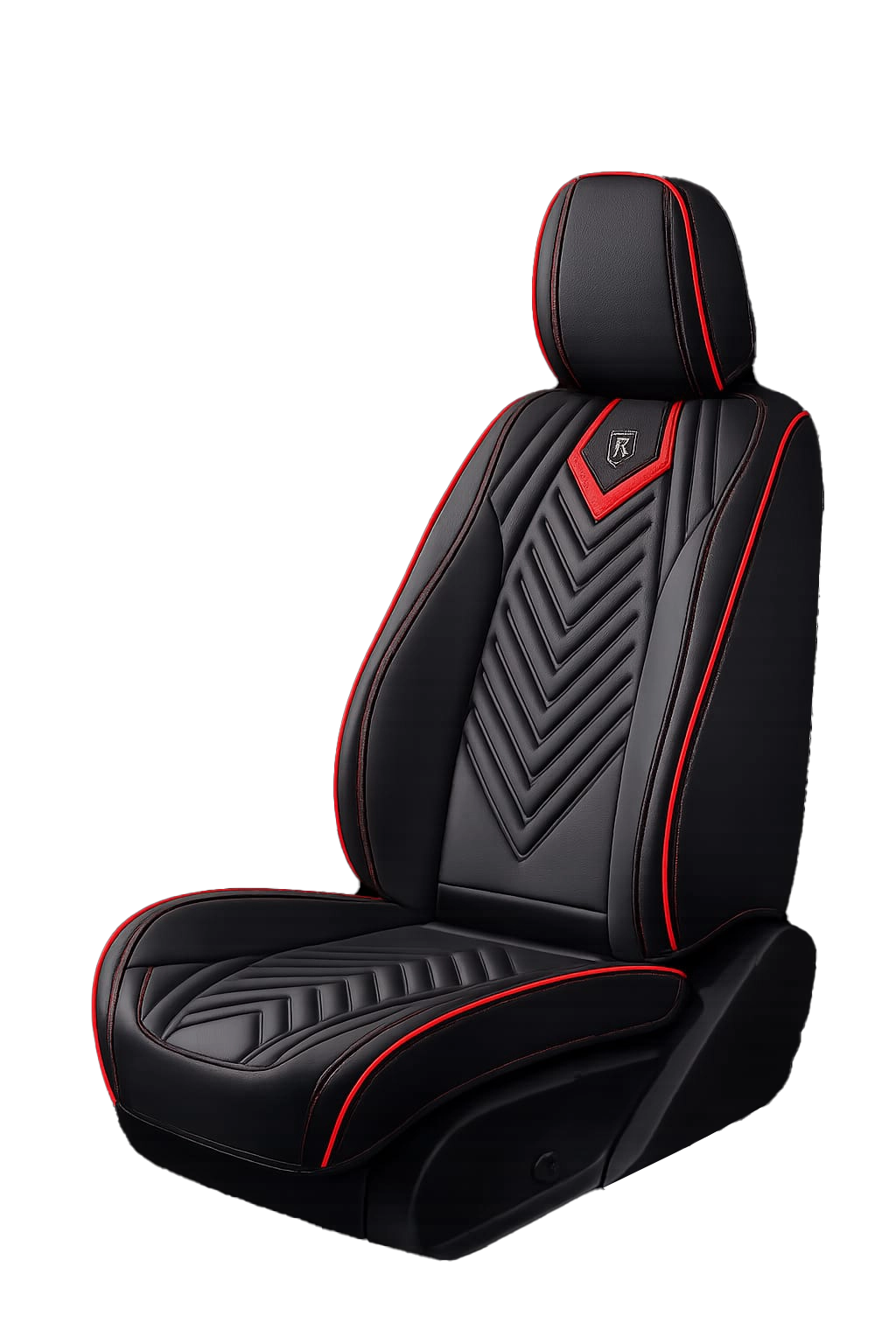 فرش سيارات جلد نابا 9D لون أسود بتصميم تطريز فاخر V-Shape - Luxury Nappa Seat Covers