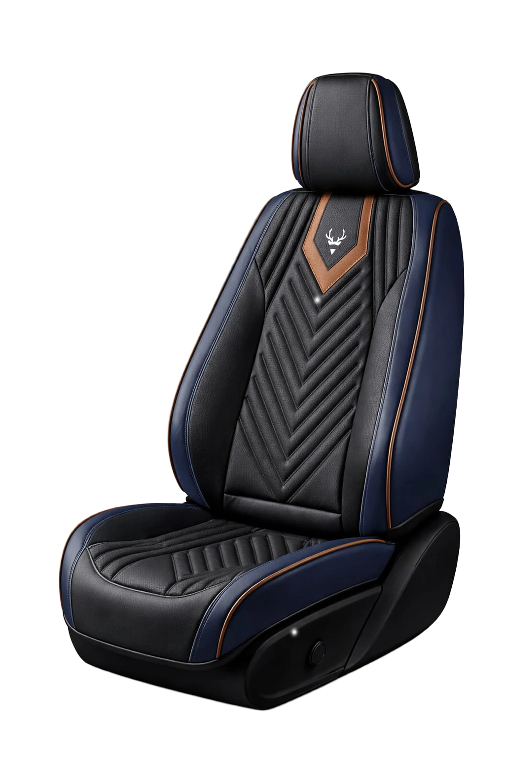 فرش سيارات جلد نابا 9D لون أسود بتصميم تطريز فاخر V-Shape - Luxury Nappa Seat Covers