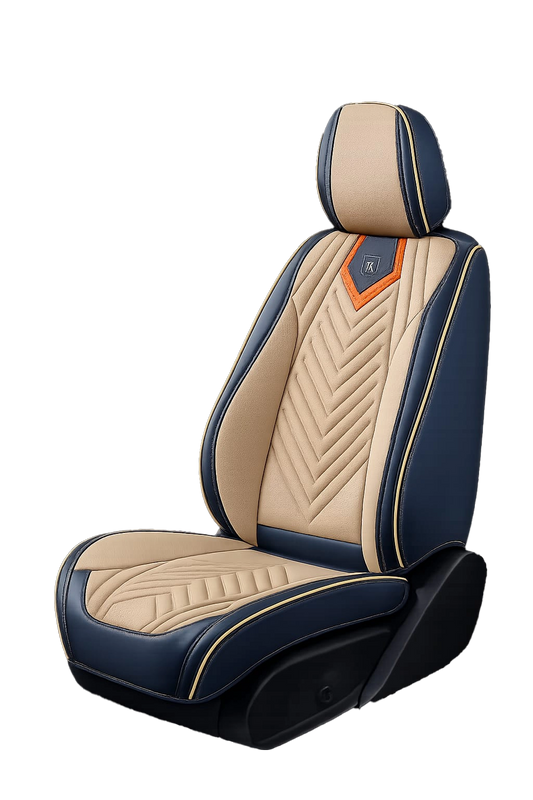 فرش سيارات جلد نابا 9D لون أسود بتصميم تطريز فاخر V-Shape - Luxury Nappa Seat Covers