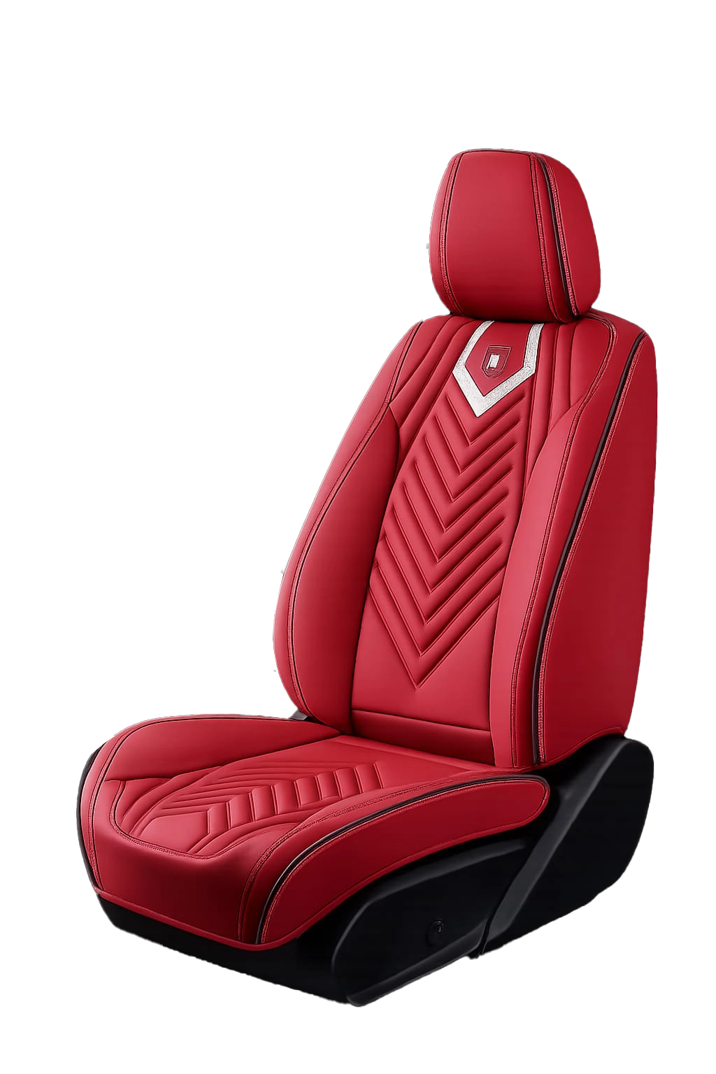 فرش سيارات جلد نابا 9D لون أسود بتصميم تطريز فاخر V-Shape - Luxury Nappa Seat Covers