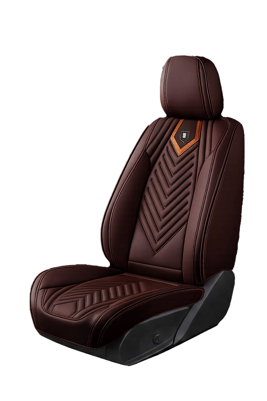 فرش سيارات جلد نابا 9D لون أسود بتصميم تطريز فاخر V-Shape - Luxury Nappa Seat Covers