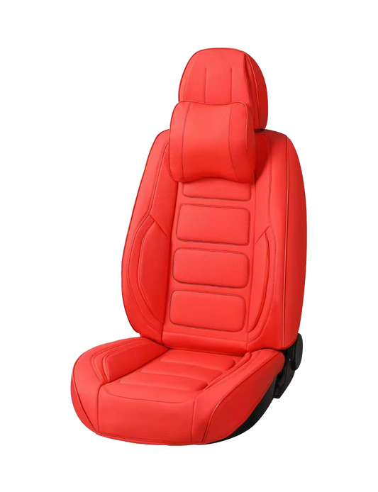 أغطية مقاعد سيارة جلد فاخر 9D – أحمر كامل مع خياطة مزدوجة قوية