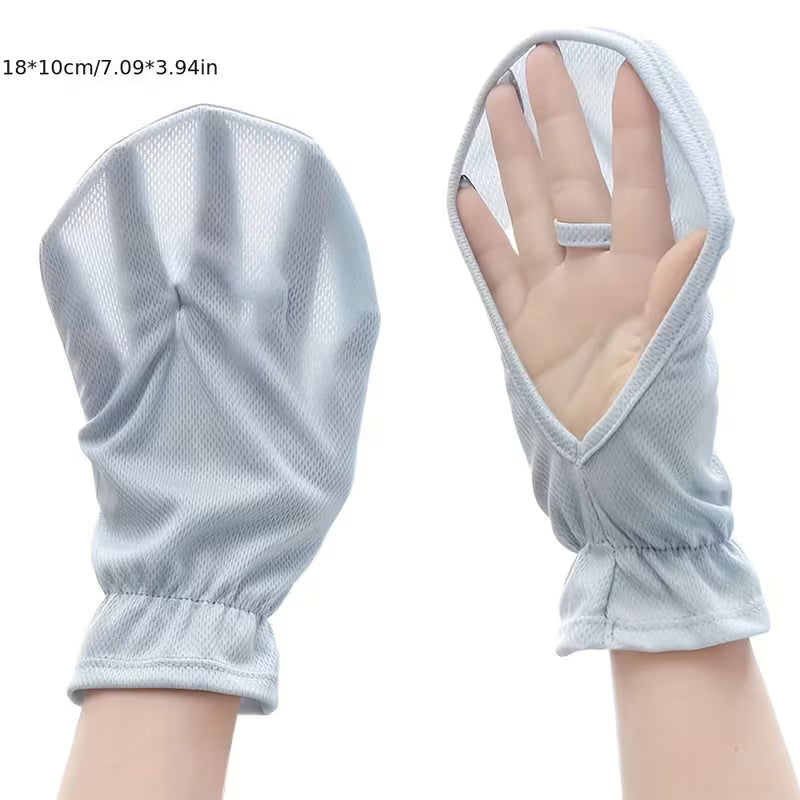 قفازات نسائية قصيرة مفتوحة الأصابع من ألياف الحرير الجليدي، قفازات رقيقة للقيادة والركوب الخارجي