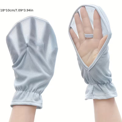 Women's Short Fingerless Ice Silk Driving Gloves - Thin Sun Protection