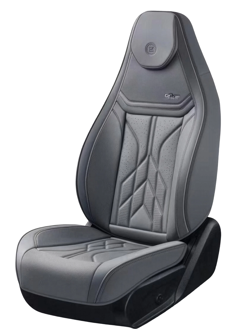 فرش سيارة رمادي جلد مخرم للتهوية (تصميم 9D) سبور - Grey Breathable 9D Sport Car Seat Covers