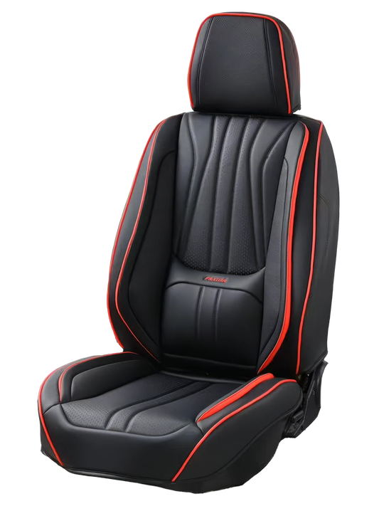 طقم فرش "السيناتور" 9D من الجلد الألماني - موديل 232 - أسود خطوط حمراء