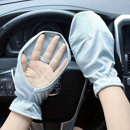 Women's Short Fingerless Ice Silk Driving Gloves - Thin Sun Protection