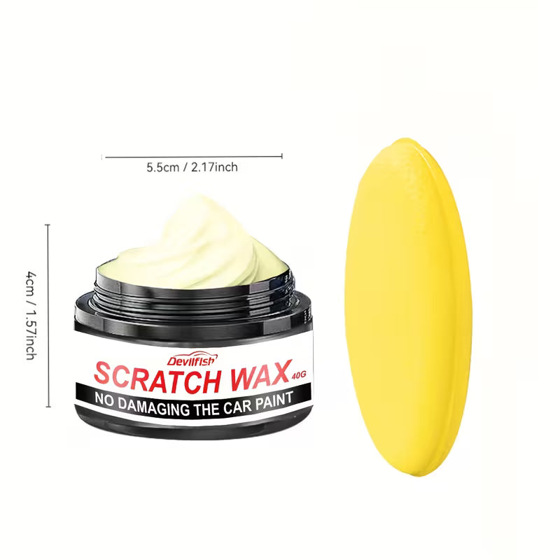 عبوة معجون إزالة خدوش السيارات (40 جرام) مع الإسفنجة الصفراء وأبعاد المنتج