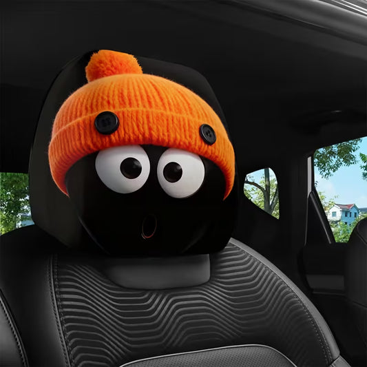 طقم أغطية مخادع سيارة قطعتين شكل كرتوني مضحك مركب على المقاعد الأمامية