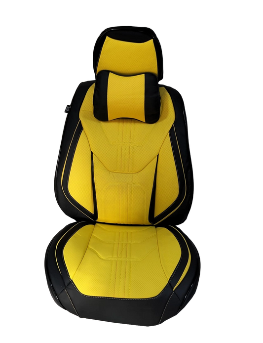 فرش سيارة 3D تصميم هجومي بروح السباق – جلد وقماش – أصفر × أسود